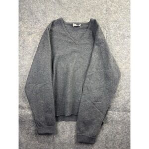 VTG Forstmann 100% Lambswool Sweater Gray V Neck Pullover Sz L Old Money Capsule